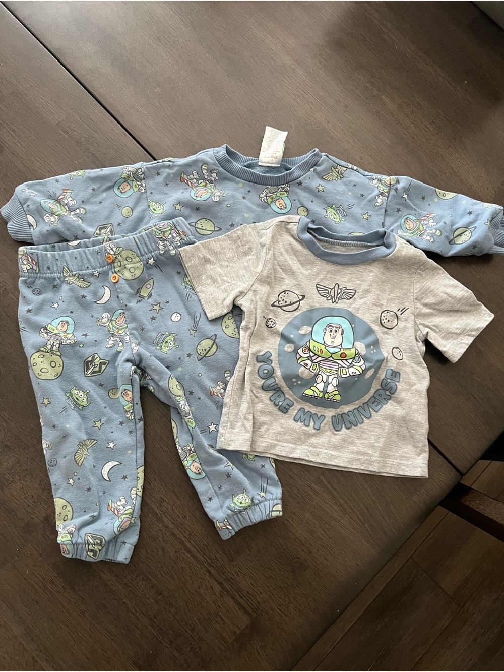 Disney Light Blue and Heather Gray Buzz Lightyear Pajama Set
